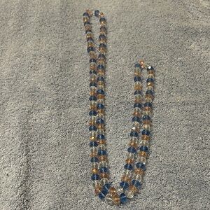 Elegant Blue and Gold Beaded Necklace